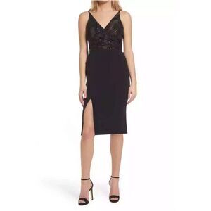 Dress the Population Black Sequin Midi Dress